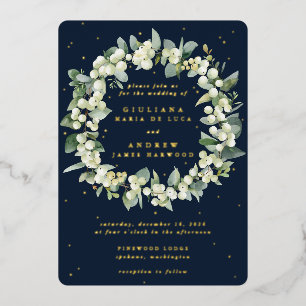 Elegant Navy Snowberry+Eucalyptus Wreath Wedding