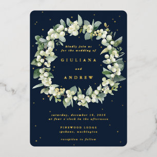 Elegant Navy Snowberry+Eucalyptus Wreath Wedding
