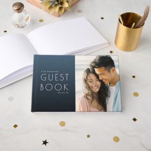 Elegant Navy Star Confetti Guest Book