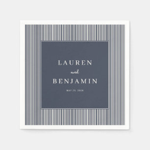 Elegant Navy Striped Minimalist Napkin