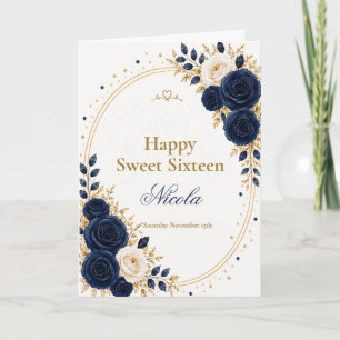 Elegant Navy Sweet 16 Card