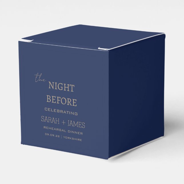Elegant Navy the Night Before Rehearsal Dinner  Favour Box (Front Side)