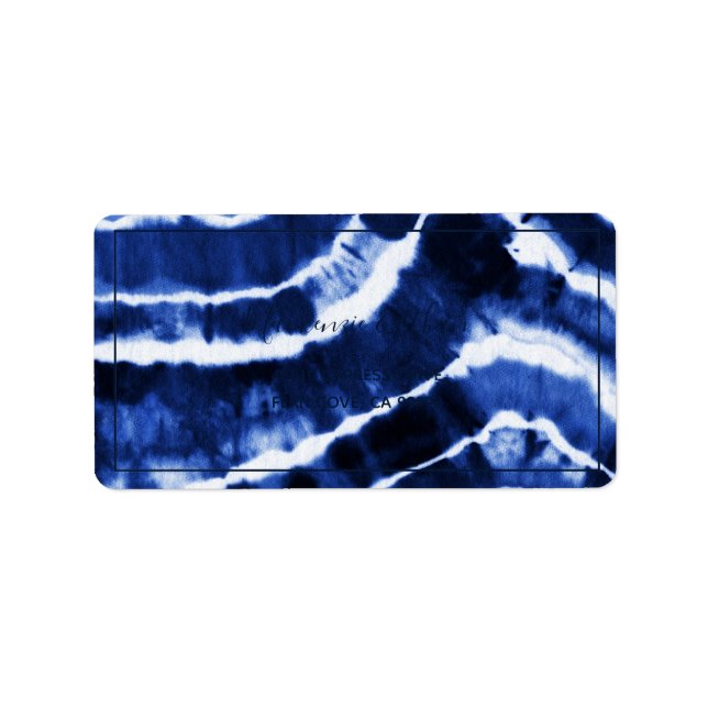 Elegant Navy Tie Dye Wedding RSVP Return Address Label (Front)