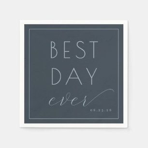 Elegant Navy Typographic Celebration Sign Napkin