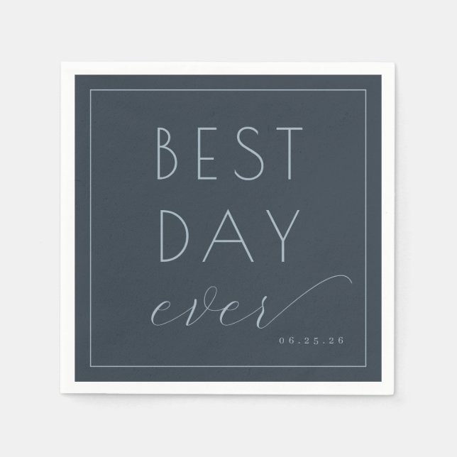 Elegant Navy Typographic Celebration Sign Napkin (Front)
