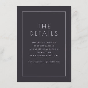 Elegant Navy Typographic Details Enclosure Card