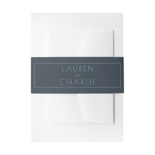 Elegant Navy Typographic Invitation Belly Band
