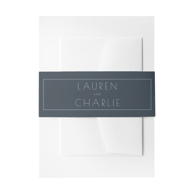 Elegant Navy Typographic Invitation Belly Band (Front Example)