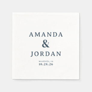 Elegant Navy Typographic Napkin