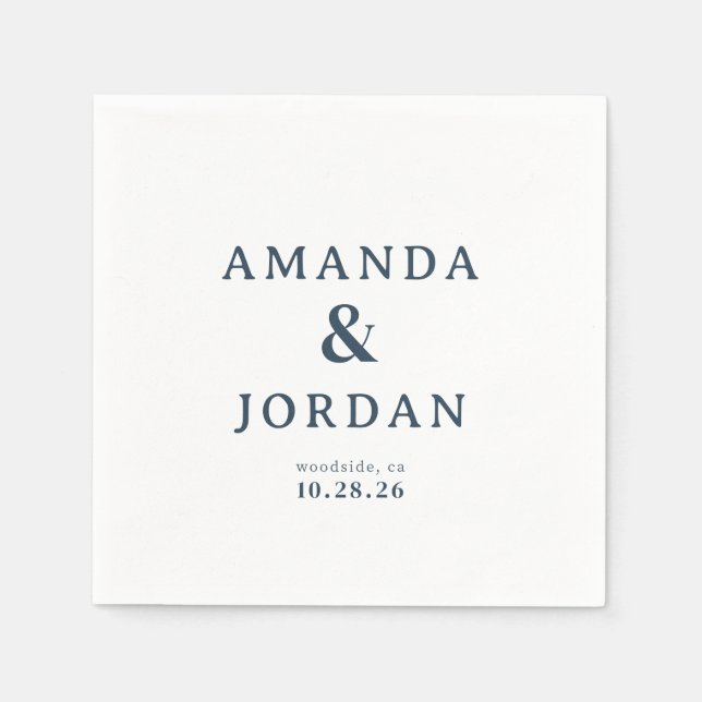 Elegant Navy Typographic Napkin (Front)