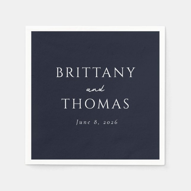 Elegant Navy Typographic Napkin (Front)