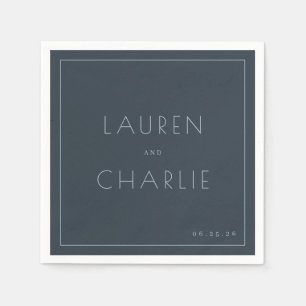 Elegant Navy Typographic Napkin