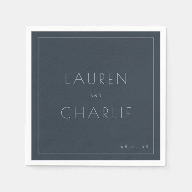Elegant Navy Typographic Napkin (Front)