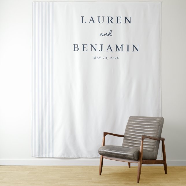 Elegant Navy Vertical Lines Tapestry (In Situ)