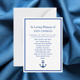 Elegant Navy Veteran Memorial Funeral Prayer Card