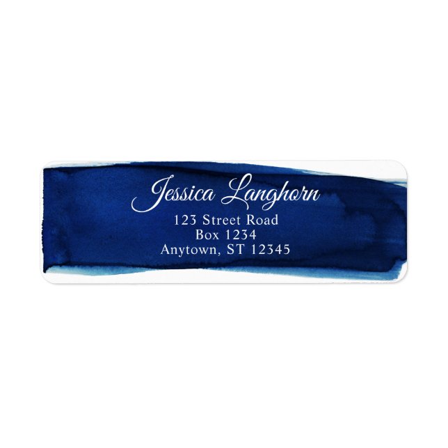 Elegant Navy Watercolor Address Labels (Front)