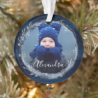 Elegant Navy Watercolor Ink & Jewels Photo Wreath