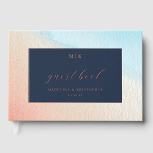 Elegant Navy Watercolor Ombre Guest Book