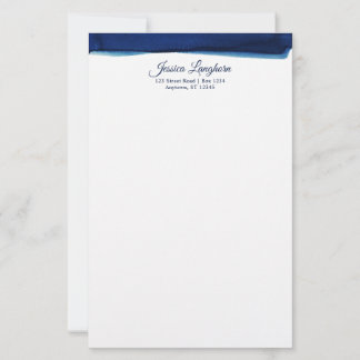 Elegant Navy Watercolor Personalised Stationery
