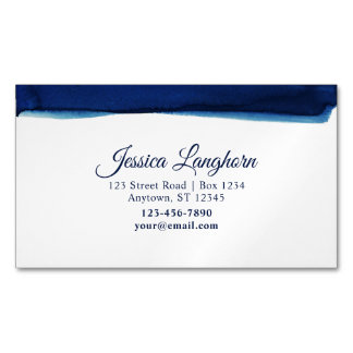 Elegant Navy Watercolor Personalised Stationery Magnetic Business Card