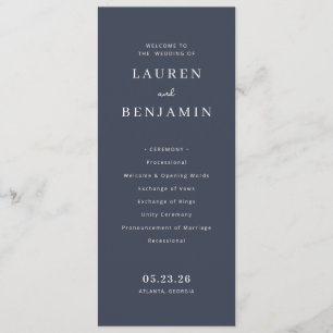 Elegant Navy Wedding Ceremony Program Programme