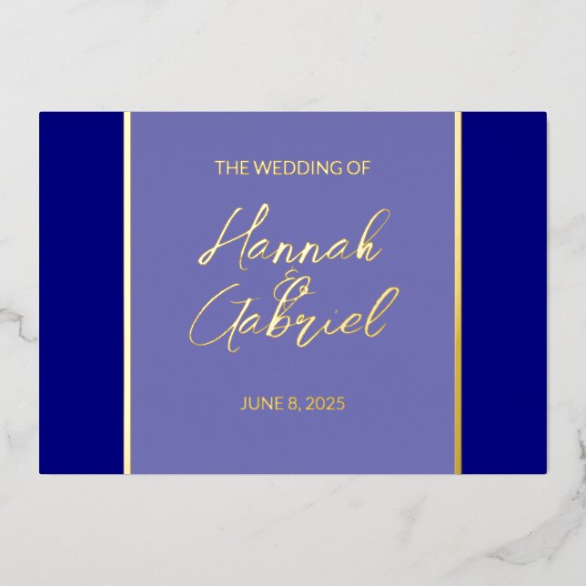 Elegant Navy Wedding Foil Invitation (Front)