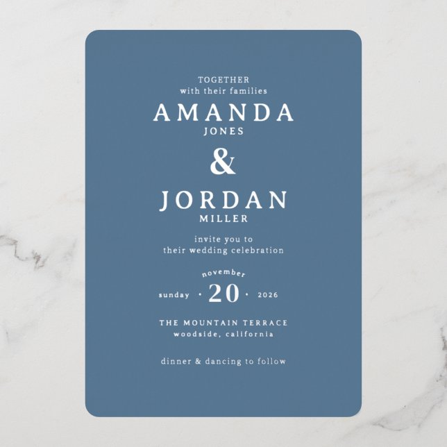 Elegant Navy Wedding Invitation (Front)