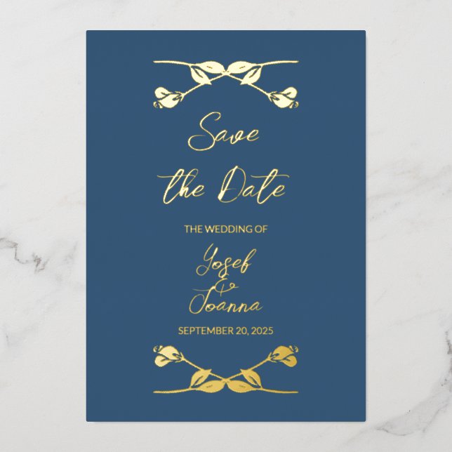 Elegant Navy Wedding Save the Date (Front)
