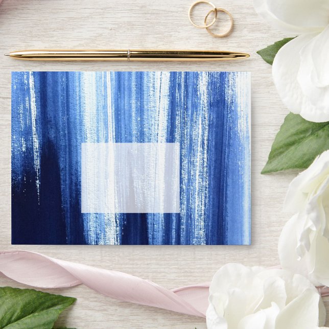Elegant Navy & White Colour Wash Wedding Invitatio Envelope (Creator Uploaded)