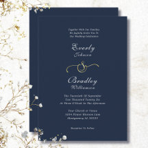 Elegant Navy White Gold QR Code Photo Wedding