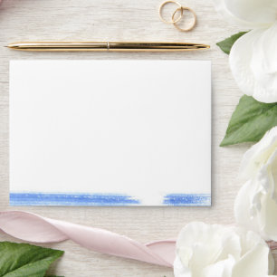 Elegant Navy & White Watercolor Brush Strokes RSVP Envelope