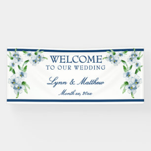 Elegant Navy & White Wedding Reception Banner