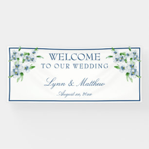Elegant Navy & White Wedding Reception Banner