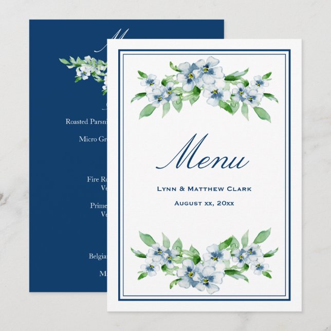 Elegant Navy & White Wedding Reception Invitation (Front/Back)