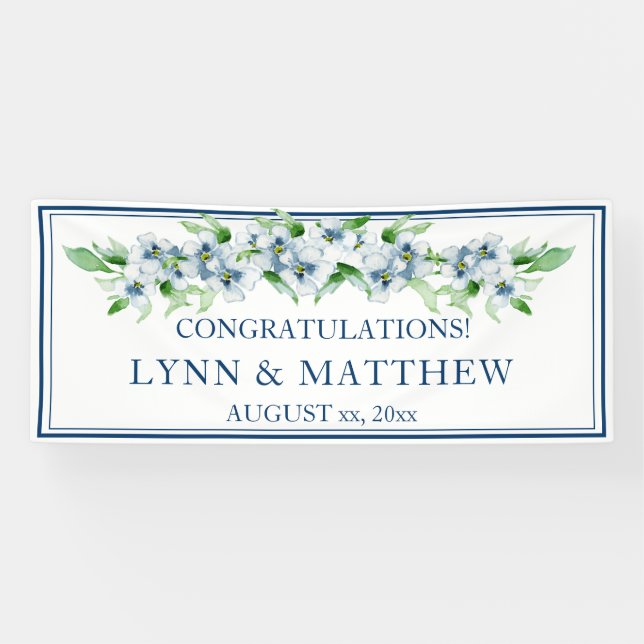 Elegant Navy & White - Wedding Reception Sign (Horizontal)