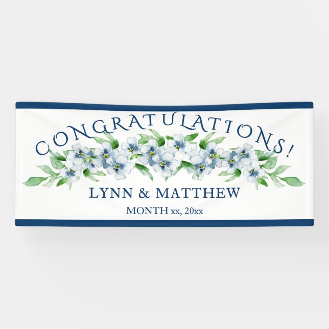 Elegant Navy & White - Wedding Reception Sign (Horizontal)
