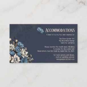 Elegant Navy Wildflower Wedding Accommodations Enclosure Card