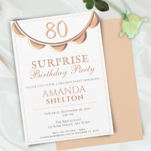 Elegant Necklace 80th Surprise Birthday Party Invitation