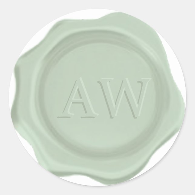 Elegant Neo Mint Green Monogram Wedding Wax Seal (Front)