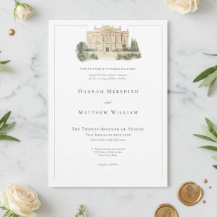 Elegant Neoclassical Vintage Scenes Wedding Invitation