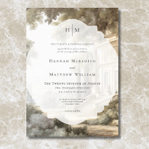 Elegant Neoclassical Vintage Scenes Wedding Invitation