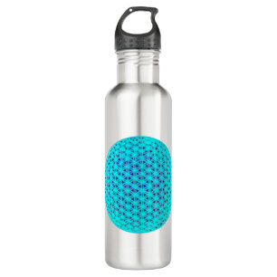 Elegant neon blue teal flower of life 710 ml water bottle