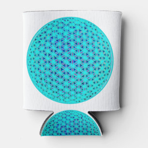 Elegant neon blue teal flower of life can cooler