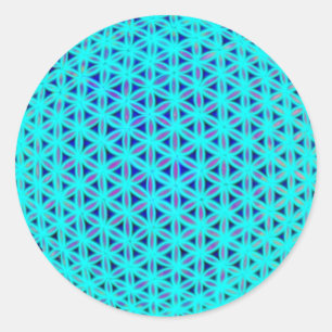 Elegant neon blue teal flower of life  classic round sticker