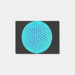 Elegant neon blue teal flower of life post-it notes