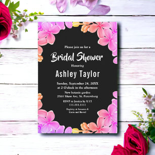 Elegant Neon Lights Roses Floral Bridal Shower Invitation