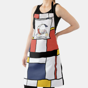 Elegant Neoplasticism Style Monogram. Letter C Apron