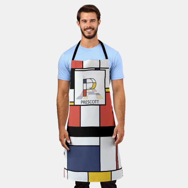 Elegant Neoplasticism Style Monogram. Letter P Apron (Worn)