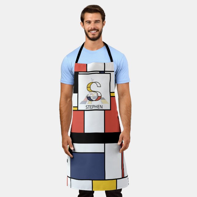 Elegant Neoplasticism Style Monogram. Letter S Apron (Worn)