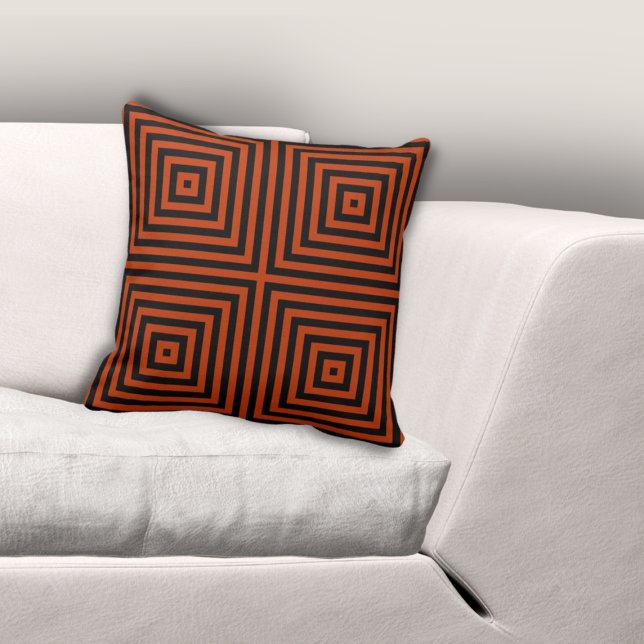Elegant Nested Box Black & Orange Cushion (Elegant Nested Box Black & Orange Throw Pillow)